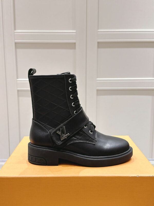 Louis Vuitton Motorcycle Boots Black Lace-up
