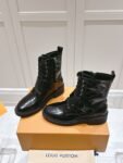 Louis Vuitton Motorcycle Boots Lace-up Light Black