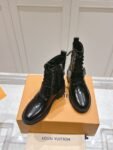 Louis Vuitton Motorcycle Boots Lace-up Light Black