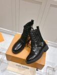 Louis Vuitton Motorcycle Boots Lace-up Light Black