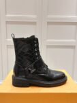 Louis Vuitton Motorcycle Boots Lace-up Light Black