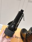 Louis Vuitton Motorcycle Boots Lace-up Light Black