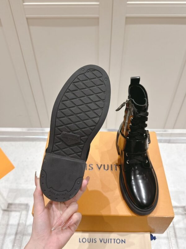 Louis Vuitton Motorcycle Boots Lace-up Light Black