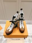 Louis Vuitton High Heel Martin Boots White Khaki Brown
