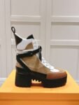 Louis Vuitton High Heel Martin Boots White Khaki Brown