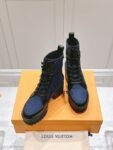 Louis Vuitton High Heel Martin Boots Blue and Black