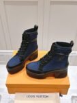 Louis Vuitton High Heel Martin Boots Blue and Black