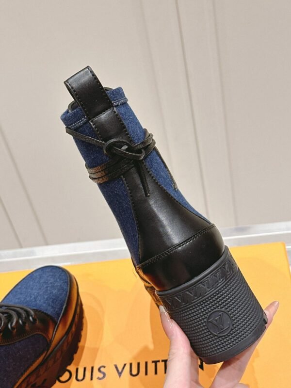 Louis Vuitton High Heel Martin Boots Blue and Black