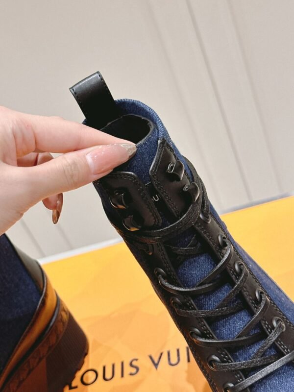 Louis Vuitton High Heel Martin Boots Blue and Black