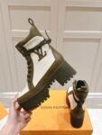 Louis Vuitton High Heel Martin Boots Cream and Green