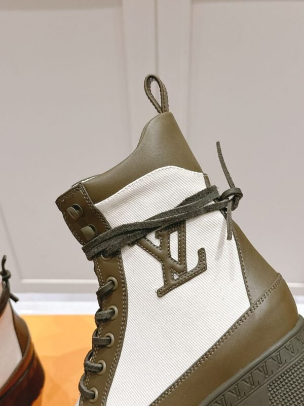 Louis Vuitton High Heel Martin Boots Cream and Green