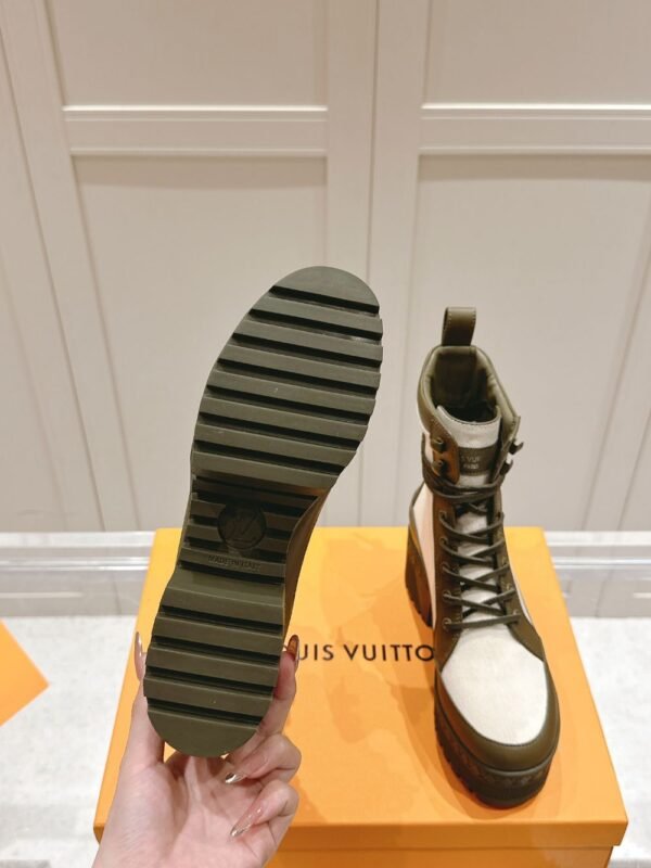 Louis Vuitton High Heel Martin Boots Cream and Green