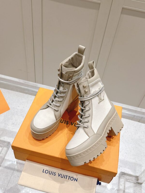 Louis Vuitton High Heel Martin Boots Cream
