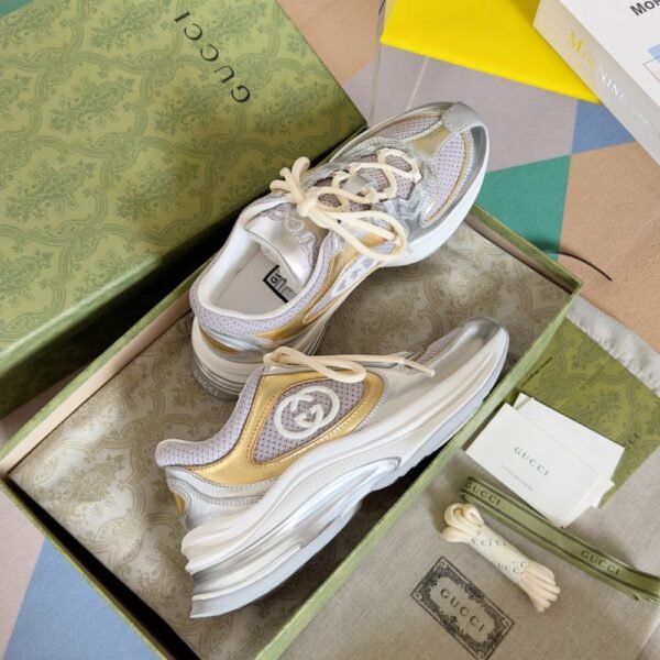 Gucci GG Run Gold Grey White
