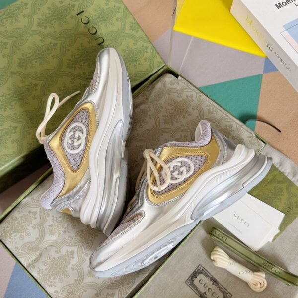 Gucci GG Run Gold Grey White