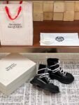 Alexander Mcqueen Tread Slick Martin Boots Black and White