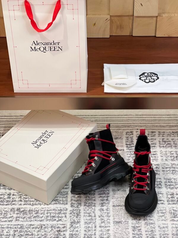 Alexander Mcqueen Tread Slick Martin Boots Black and Red
