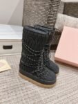 Miu Miu  Snow Long  Boots Down Wrinkles Black