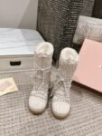 Miu Miu  Snow  Boots Long Down Wrinkles Cream