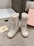 Miu Miu  Snow  Boots Long Down Wrinkles Cream
