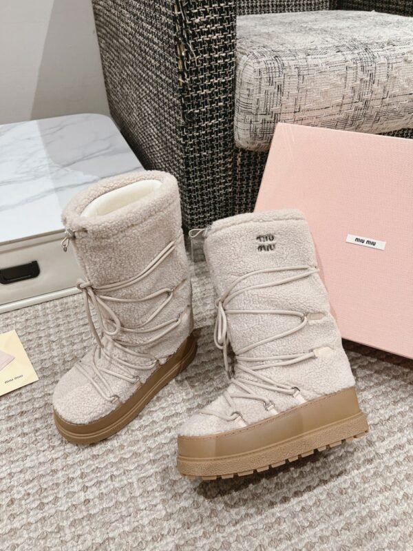 Miu Miu  Snow  Long Boots Down  Cream