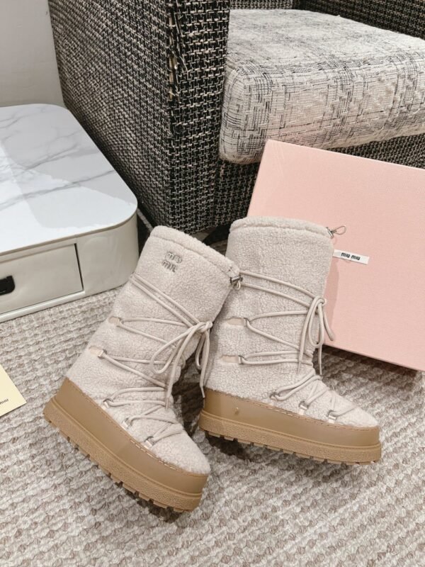 Miu Miu  Snow  Long Boots Down  Cream