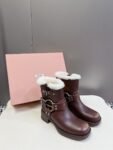 Miu Miu Boots Winter Leather Brown