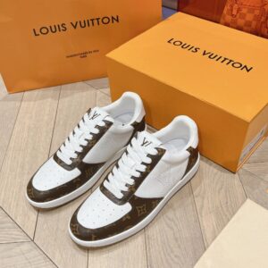Louis Vuitton Men White Dark Brown  Leather