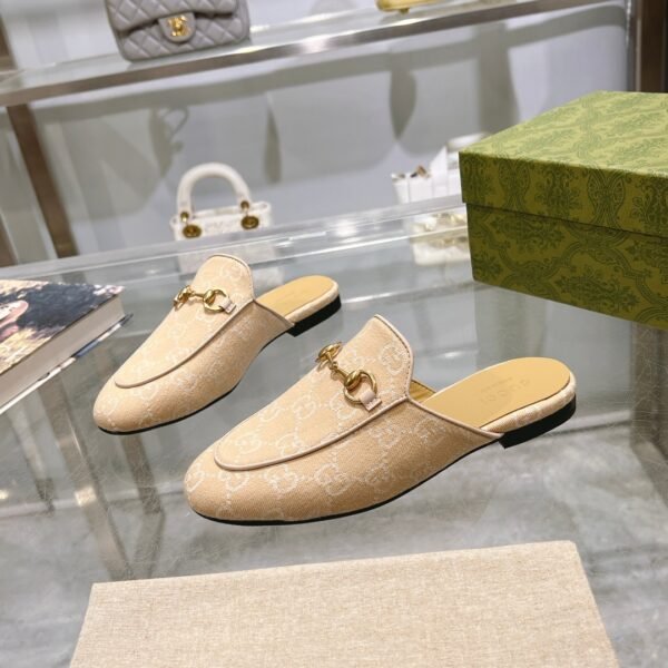 Gucci Loafer Old Logo Khaki Slippers