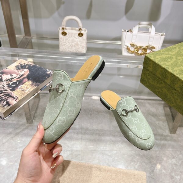 Gucci Loafer Old Logo Green Slippers