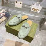Gucci Loafer Old Logo Green Slippers