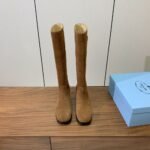 Prada  Suede Long Boots Brown