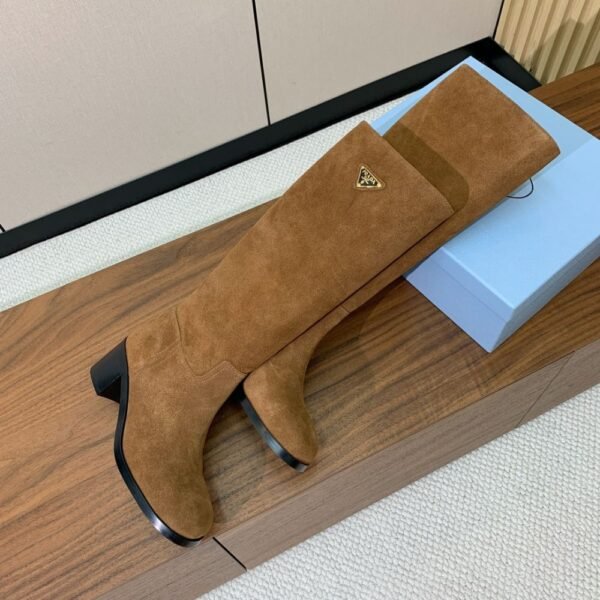 Prada  Suede Long Boots Brown