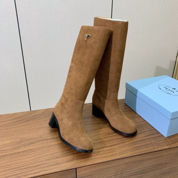 Prada  Suede Long Boots Brown