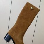 Prada  Suede Long Boots Brown