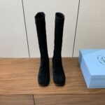 Prada  Suede Long Boots Black