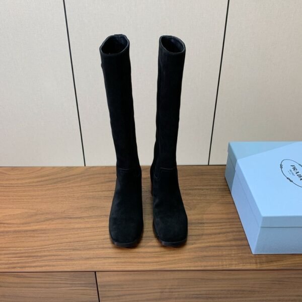 Prada  Suede Long Boots Black