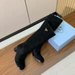 Prada  Suede Long Boots Black
