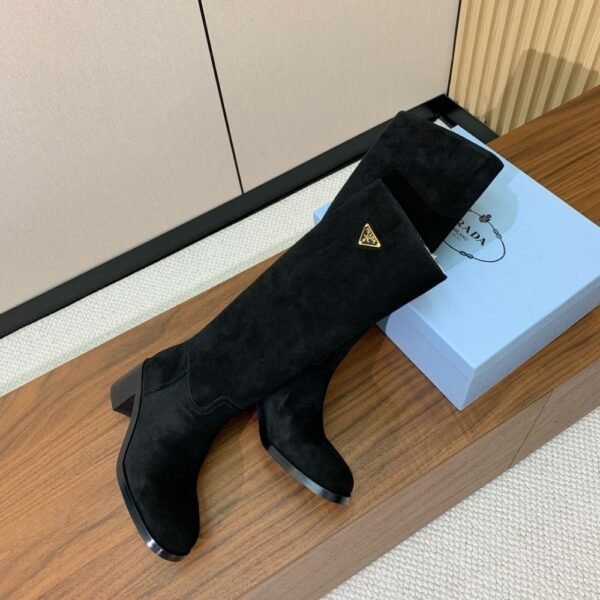 Prada  Suede Long Boots Black