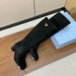 Prada  Suede Long Boots Black