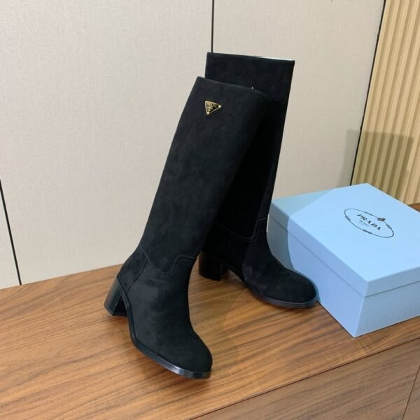 Prada  Suede Long Boots Black