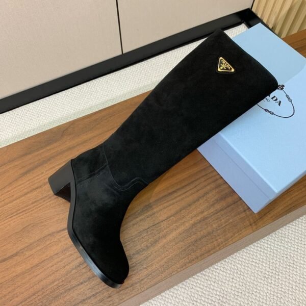 Prada  Suede Long Boots Black