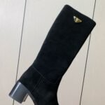 Prada  Suede Long Boots Black