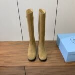 Prada  Suede Long Boots Camel