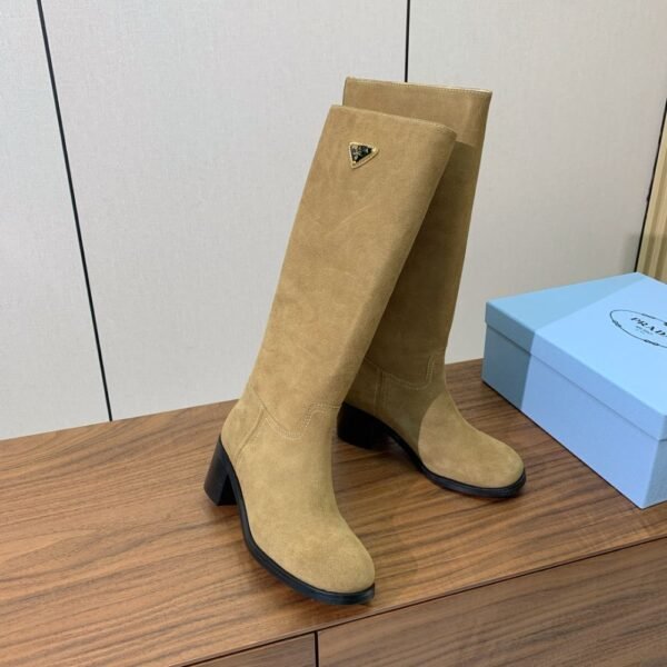 Prada  Suede Long Boots Camel