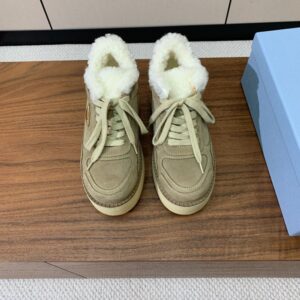 Prada Lambswool Lace-up Shoes Grey