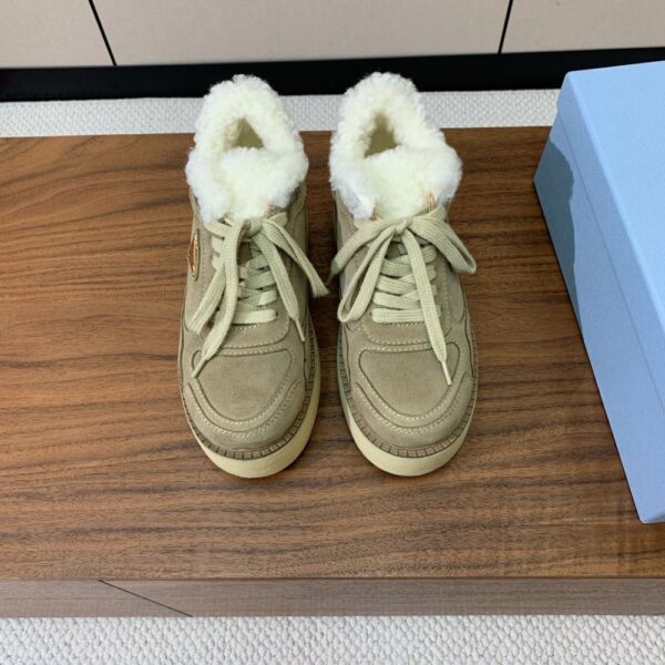 Prada Lambswool Lace-up Shoes Grey