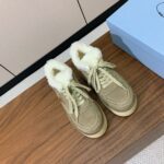 Prada Lambswool Lace-up Shoes Grey