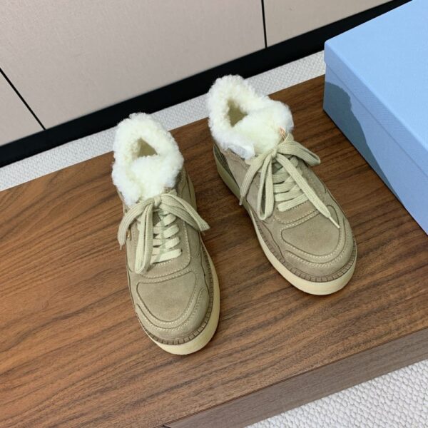 Prada Lambswool Lace-up Shoes Grey