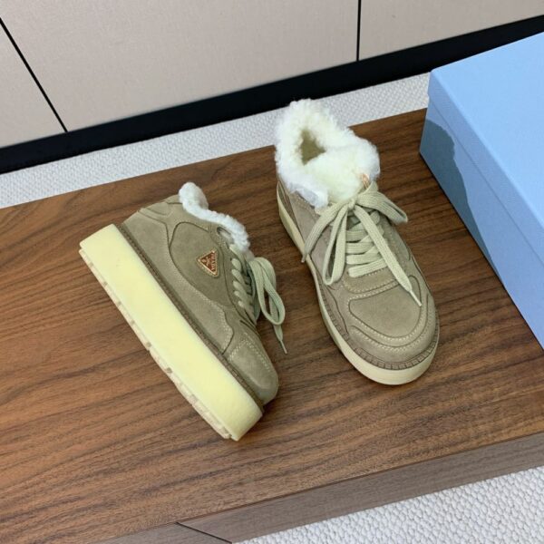 Prada Lambswool Lace-up Shoes Grey